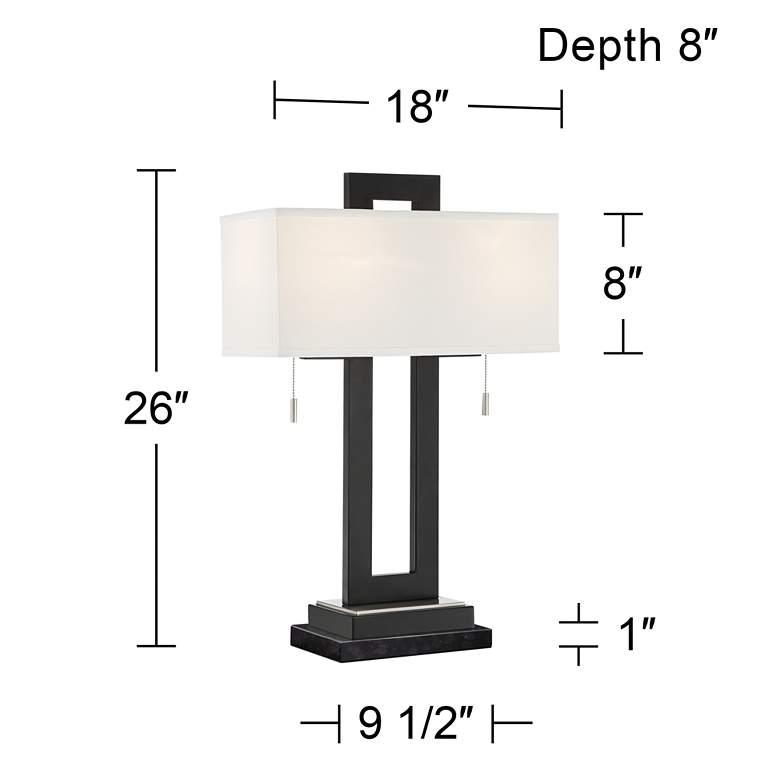 360 Lighting Neil Black Metal USB Table Lamp with White Marble Riser ...