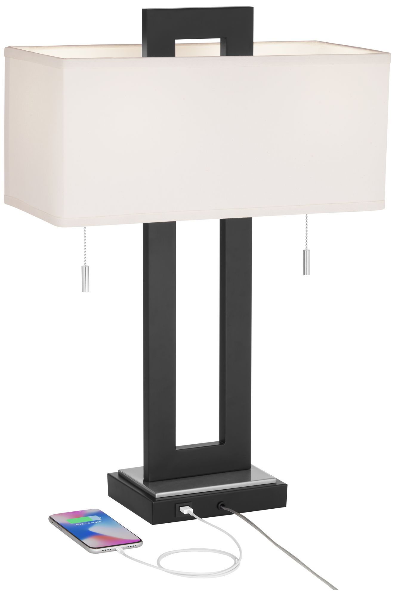 360 Lighting Neil Modern Metal USB Table Lamps Set of 2 233H7