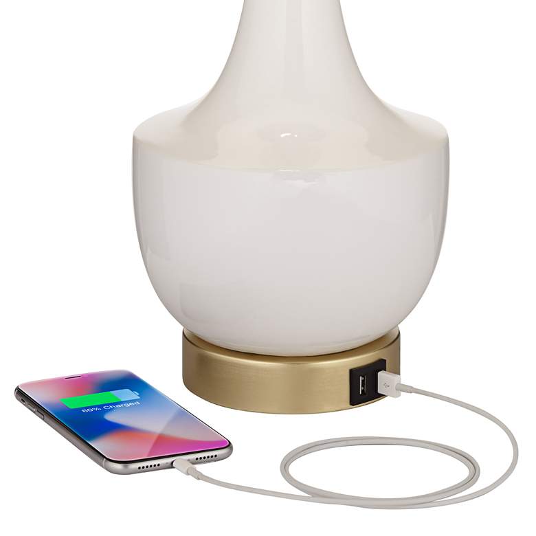 Image 4 360 Lighting Nesbit 25" Gold White Ceramic USB Table Lamps Set of 2 more views