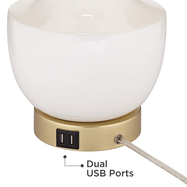 Image 5 360 Lighting Nesbit 25" Gold White Ceramic USB Table Lamps Set of 2 more views