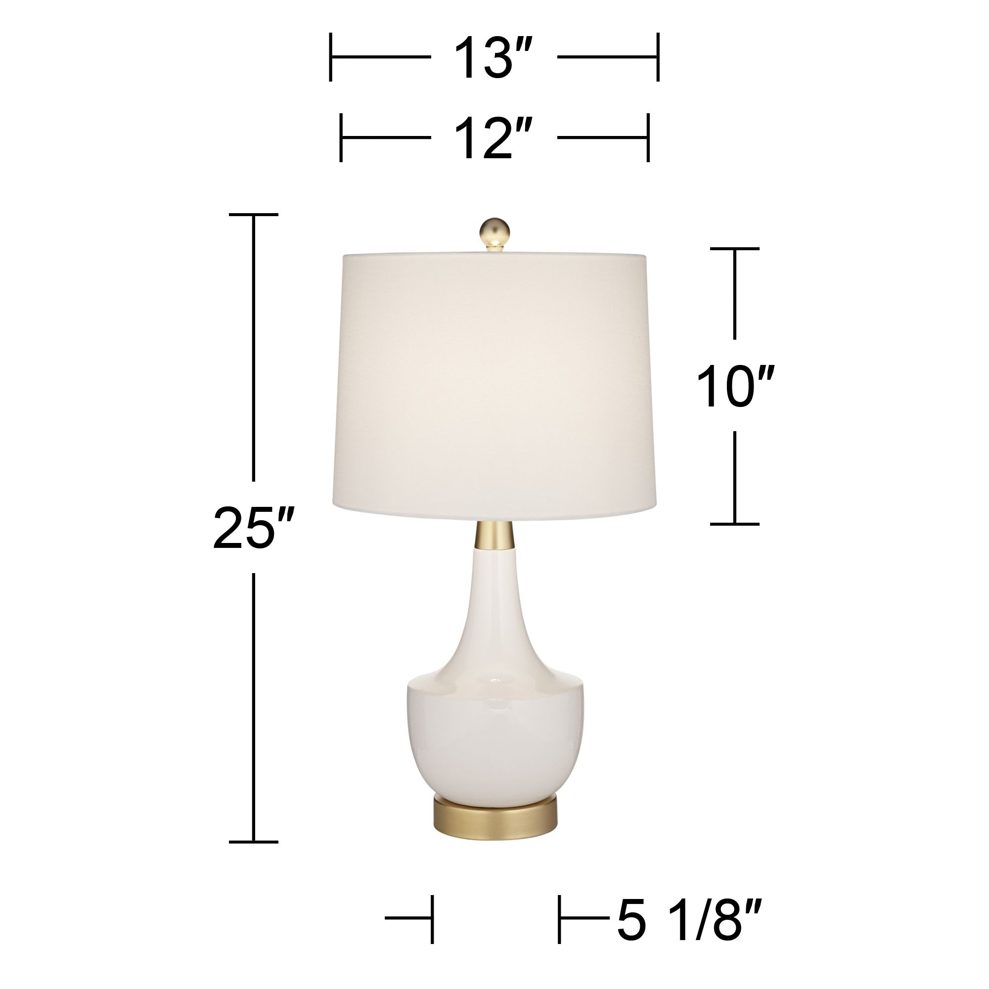 360 Lighting Nesbit 25" Gold White Ceramic USB Table Lamps Set of 2