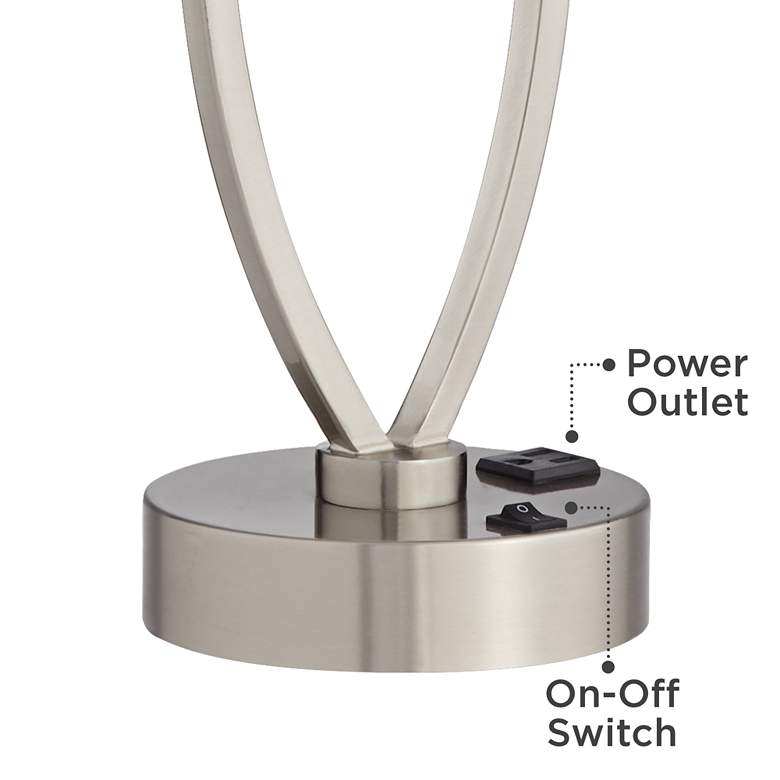 Image 4 360 Lighting Nickel Oval Eye 28" Power Outlet Table Lamps Set of 2 more views