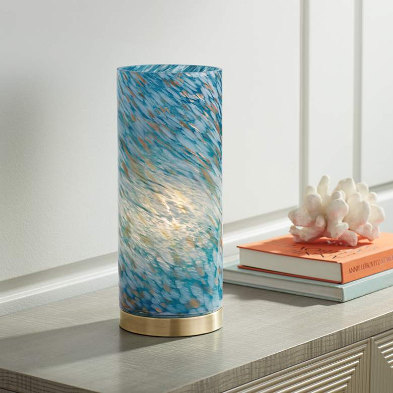 Image 1 360 Lighting Nikki 13 1/2" High Coastal Modern Blue Glass Accent Lamp
