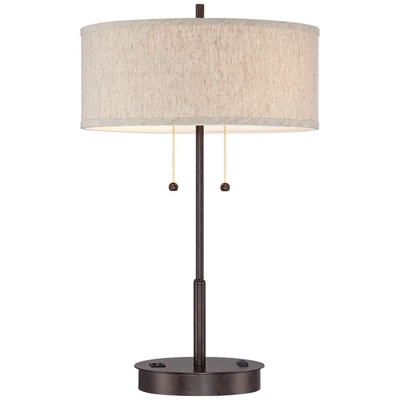 Image 7 360 Lighting Nikola 23 1/2" Bronze Outlet and USB Ports Table Lamp more views