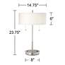 360 Lighting Nikola 23 3/4" Silver Outlet and USB Table Lamps Set of 2