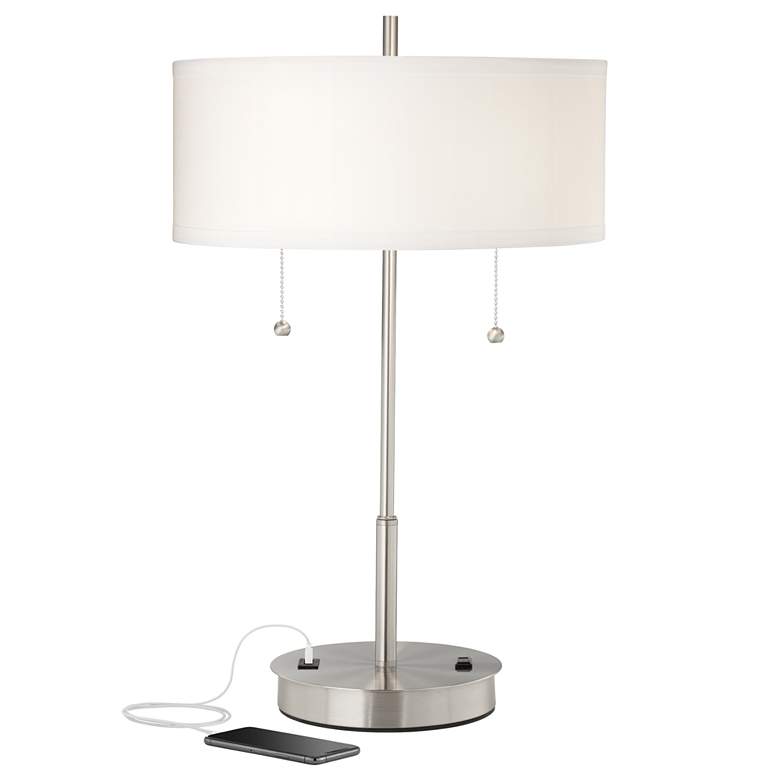 Image 3 360 Lighting Nikola 23 3/4 inch USB Port and Utility Plug Metal Table Lamp