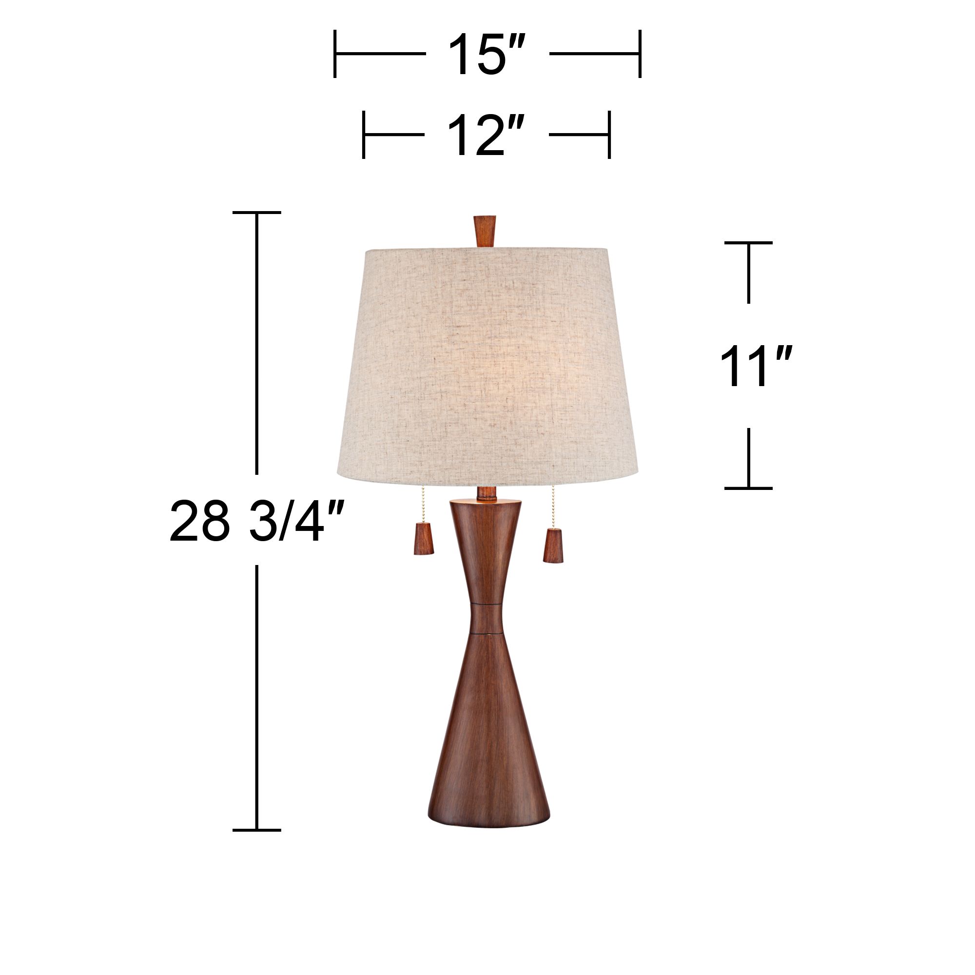 Image 5 360 Lighting Omar 27 1/2" Brown Faux Wood Modern Hourglass Table Lamp more views