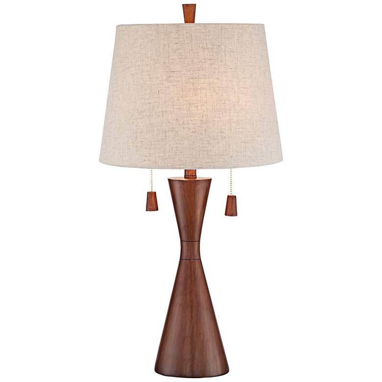Image 3 360 Lighting Omar 28 3/4" Brown Faux Wood Modern Hourglass Table Lamp