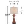 5_360 Lighting Omar 28 3/4" Brown Faux Wood Modern Hourglass Table Lamp more views