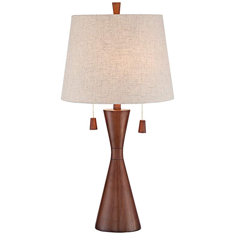 Image 3 360 Lighting Omar Brown Faux Wood Modern Hourglass Table Lamp