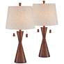 360 Lighting Omar Faux Wood Modern Hourglass Table Lamps Set of 2