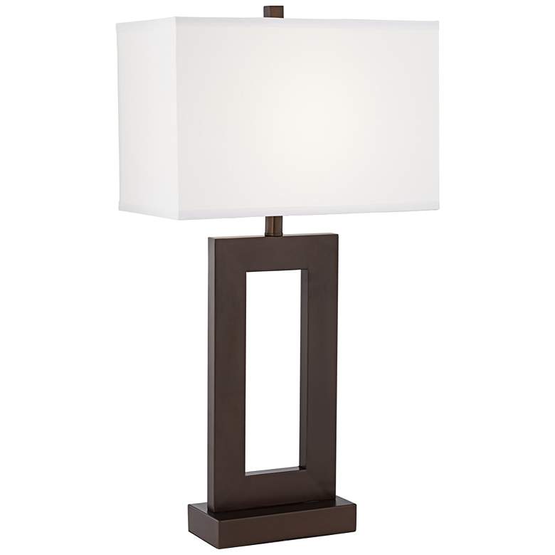 Image 2 360 Lighting Open Window Rectangular Bronze Table Lamp with USB Cord Dimmer
