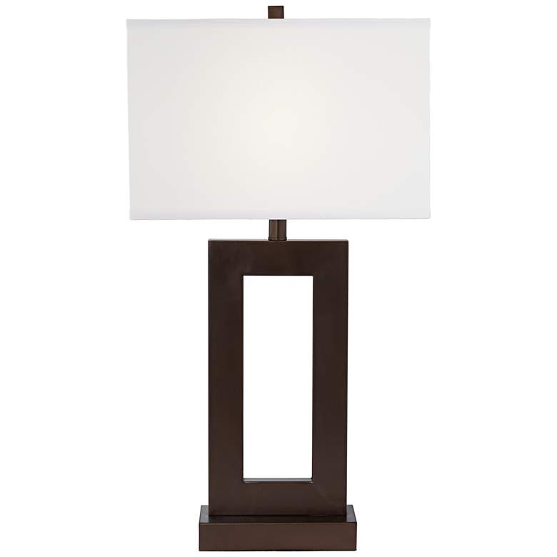Image 7 360 Lighting Open Window Rectangular Bronze Table Lamp with USB Cord Dimmer more views