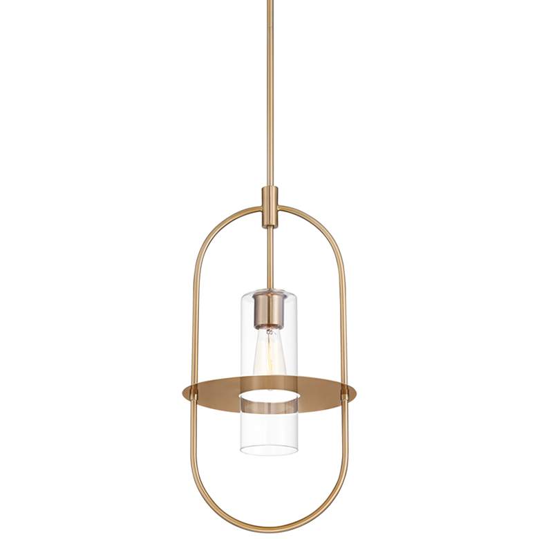 Image 2 360 Lighting Optimus 12" Wide Warm Brass Oval Mini Pendant