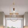 1_360 Lighting Optimus 12" Wide Warm Brass Oval Mini Pendant