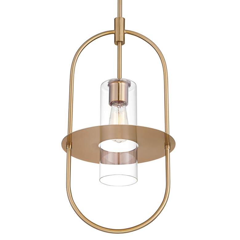 Image 3 360 Lighting Optimus 12" Wide Warm Brass Oval Mini Pendant more views