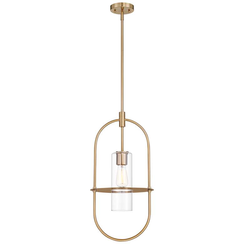 Image 6 360 Lighting Optimus 12" Wide Warm Brass Oval Mini Pendant more views