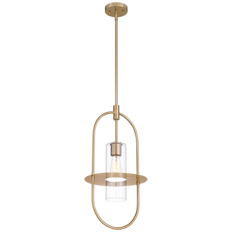 Image 7 360 Lighting Optimus 12" Wide Warm Brass Oval Mini Pendant more views