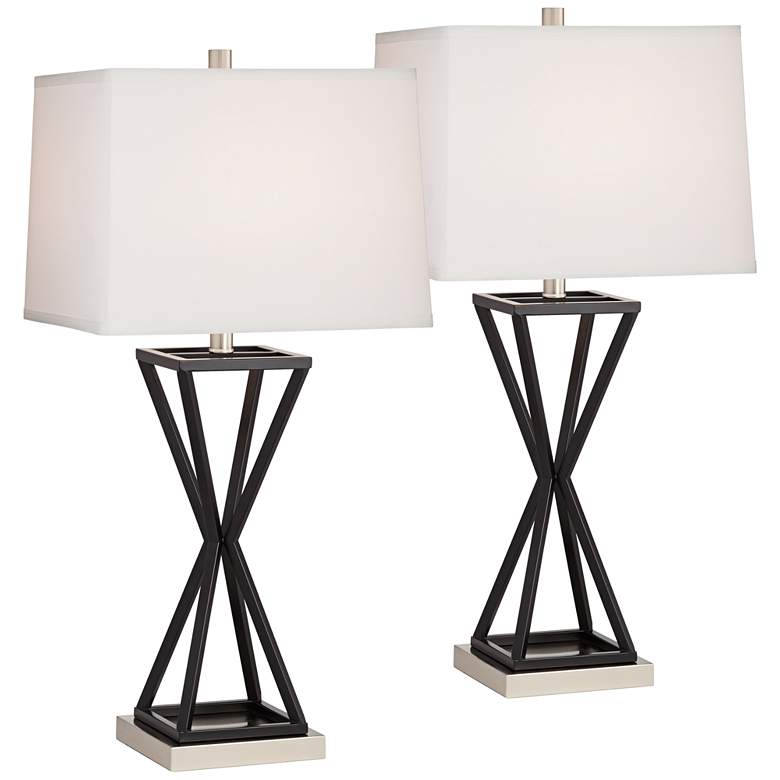 Image 2 360 Lighting Opus 30 inch High Bronze Open Geometric Table Lamps Set of 2