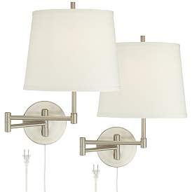 Image3 of 360 Lighting Oray Brushed Nickel Swing Arm Plug-In Wall Lamps Set of 2
