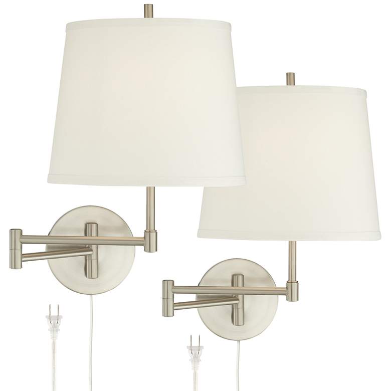 Image 3 360 Lighting Oray Brushed Nickel Swing Arm Plug-In Wall Lamps Set of 2
