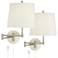 360 Lighting Oray Brushed Nickel Swing Arm Plug-In Wall Lamps Set of 2