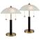 360 Lighting Orbital 19 1/2" Wood and Gold Dome Glass Lamps Set of 2