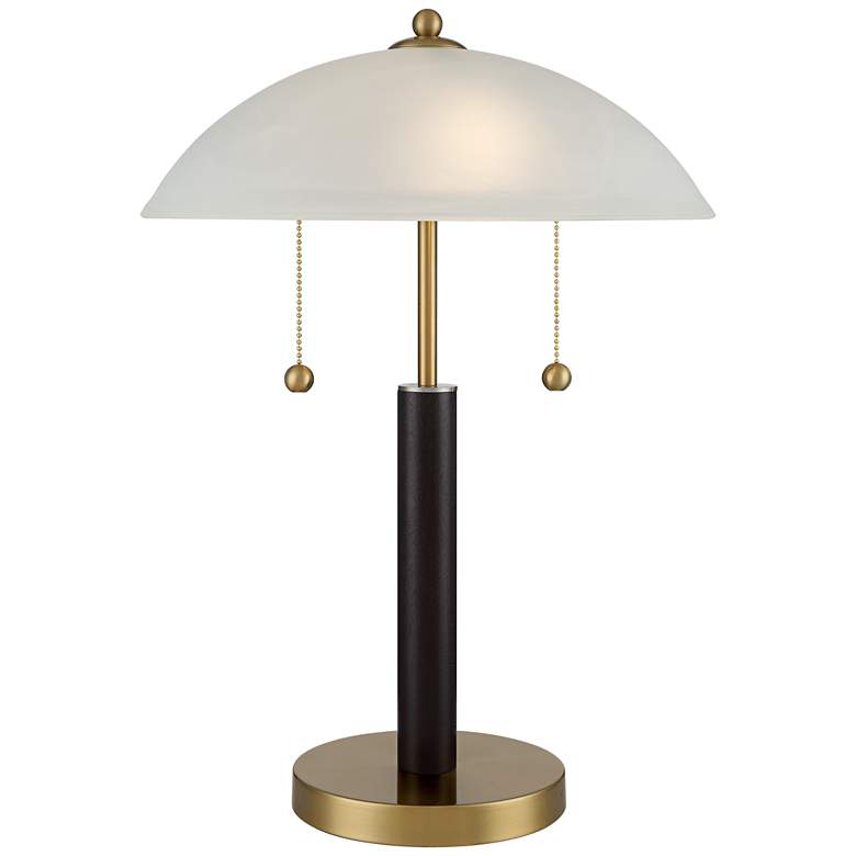 Image 3 360 Lighting Orbital 19 1/2" Wood and Gold Modern Dome Pull Chain Lamp