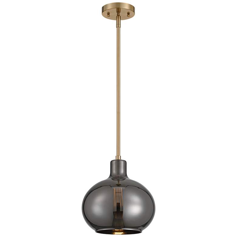 Image 6 360 Lighting Partridge 9 1/2" Wide Brass and Mirror Glass Mini Pendant more views