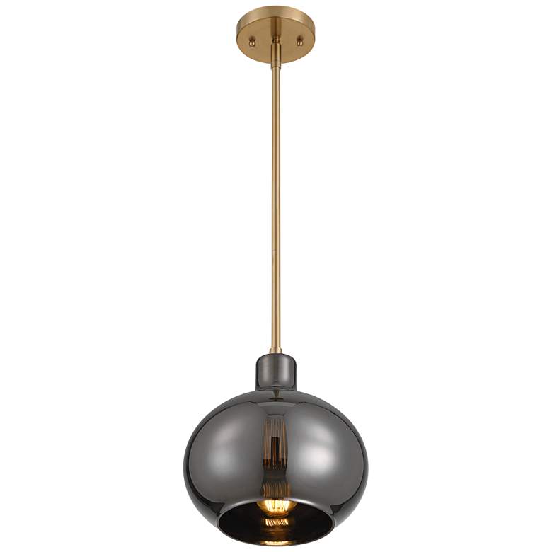 Image 7 360 Lighting Partridge 9 1/2" Wide Brass and Mirror Glass Mini Pendant more views