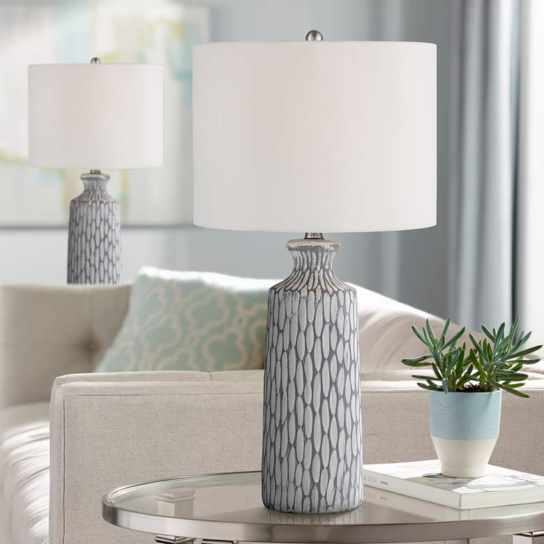 Image 1 360 Lighting Patrick 26 1/4" Whitewash Ceramic Table Lamps Set of 2