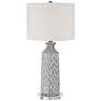 360 Lighting Patrick Gray and White Ceramic Table Lamp with Acrylic Riser