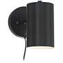 7_360 Lighting Patt 7" Black Cylinder Plug-In Wall Lamp with USB Port more views