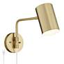 2_360 Lighting Patt Brushed Brass Down-Light Swing Arm Plug-In Wall Lamp