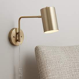 Image1 of 360 Lighting Patt Brushed Brass Down-Light Swing Arm Plug-In Wall Lamp