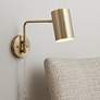 1_360 Lighting Patt Brushed Brass Down-Light Swing Arm Plug-In Wall Lamp