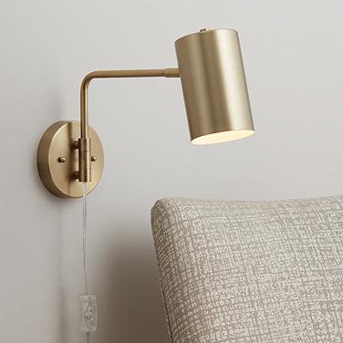 360 Lighting Patt Brushed Brass Down-Light Swing Arm Plug-In Wall Lamp