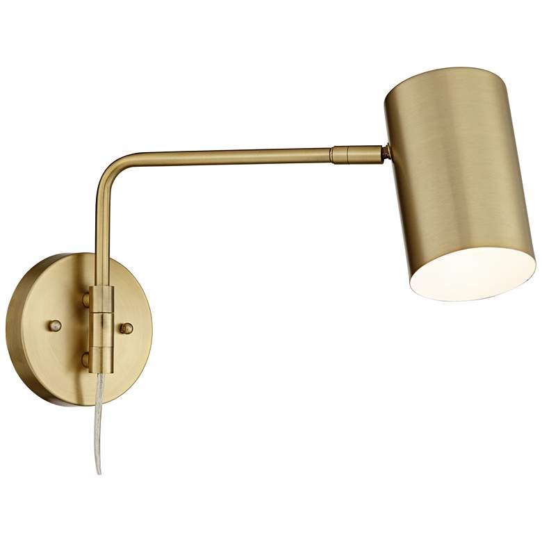 Image 5 360 Lighting Patt Brushed Brass Down-Light Swing Arm Plug-In Wall Lamp more views