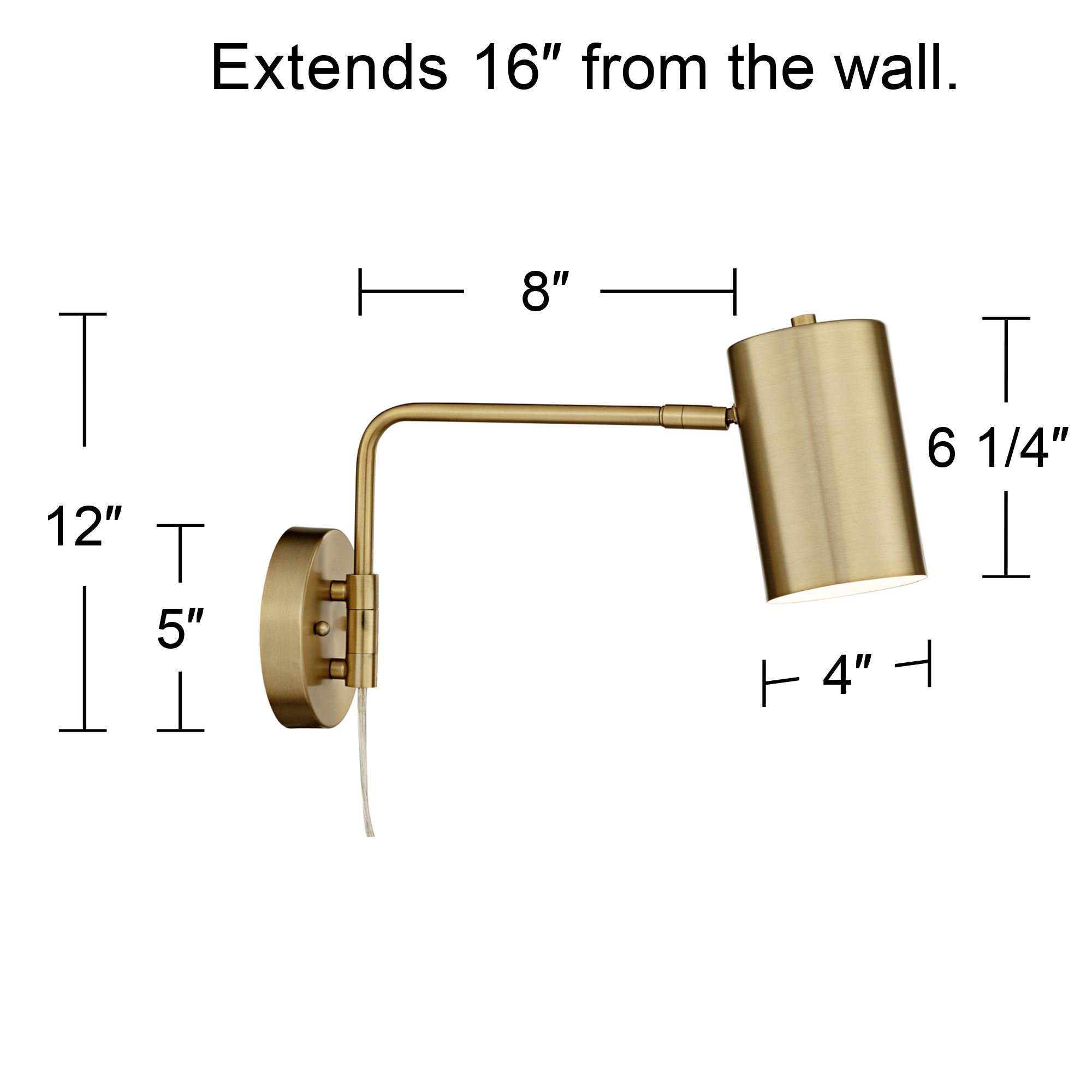 360 Lighting Patt Brushed Brass Down-Light Swing Arm Plug-In Wall Lamp