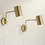 1_360 Lighting Patt Brushed Brass Swing Arm Plug-In Wall Lamps Set of 2