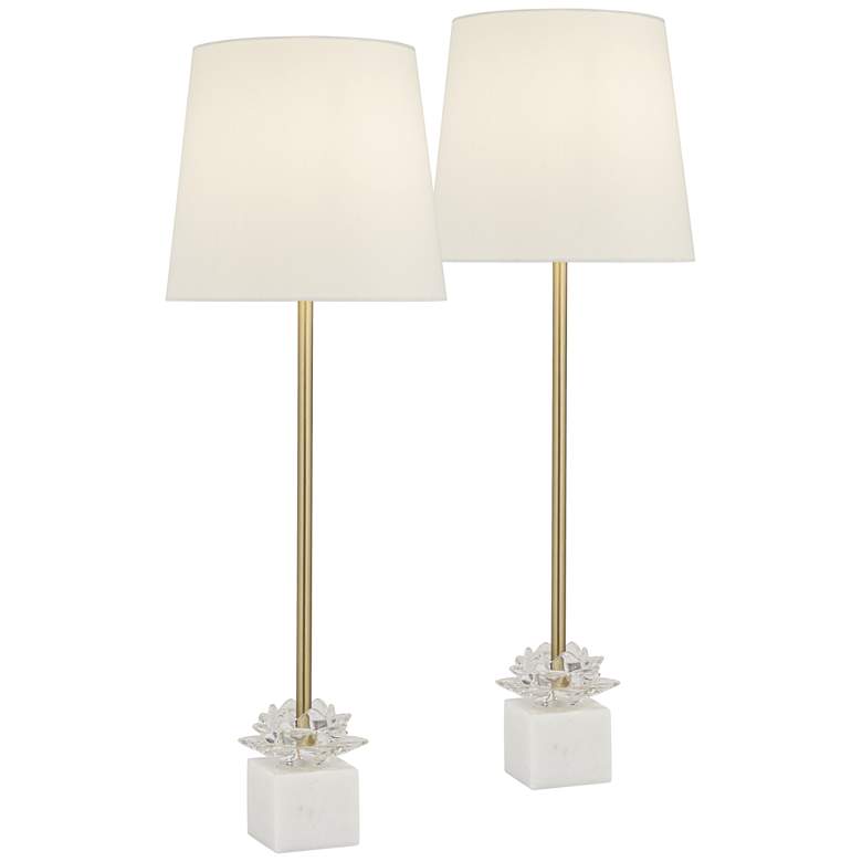 Image 2 360 Lighting Phoebe 28 1/2" Luxe Gold and Marble Buffet Lamps Set of 2