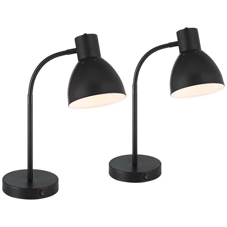 Image 2 360 Lighting Piper Adjustable Gooseneck Black USB Desk Lamps Set of 2