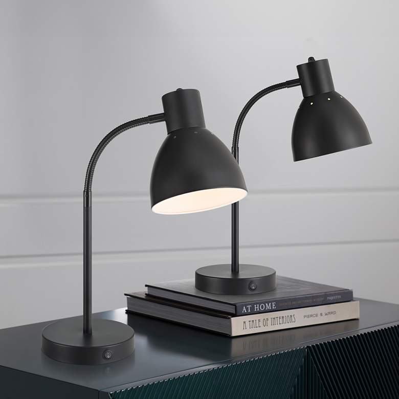 Image 1 360 Lighting Piper Adjustable Gooseneck Black USB Desk Lamps Set of 2