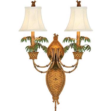 360 Lighting Polynesian Paradise 27" High Dark Honey Plug-In Wall Lamp