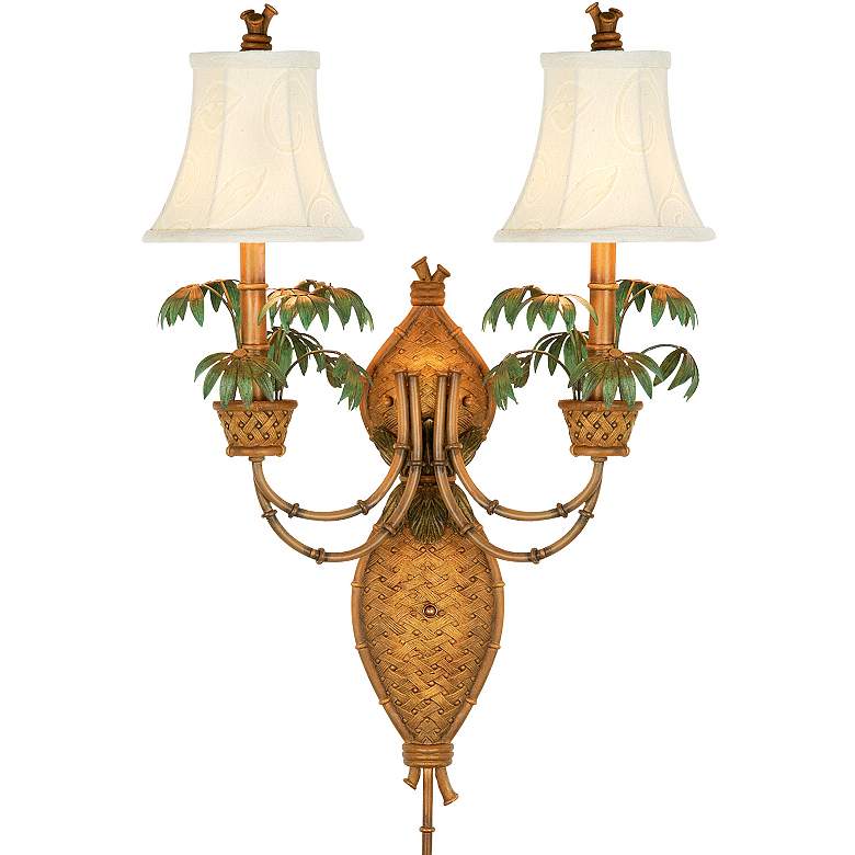 Image 1 360 Lighting Polynesian Paradise 27" High Dark Honey Plug-In Wall Lamp
