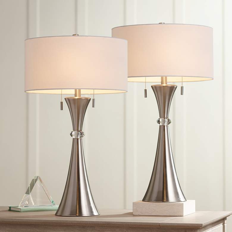Image 1 360 Lighting Rachel 28" Metal Column Modern Table Lamps Set of 2