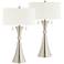 360 Lighting Rachel 28" Silver Column Lamps with Dimmers Set of 2