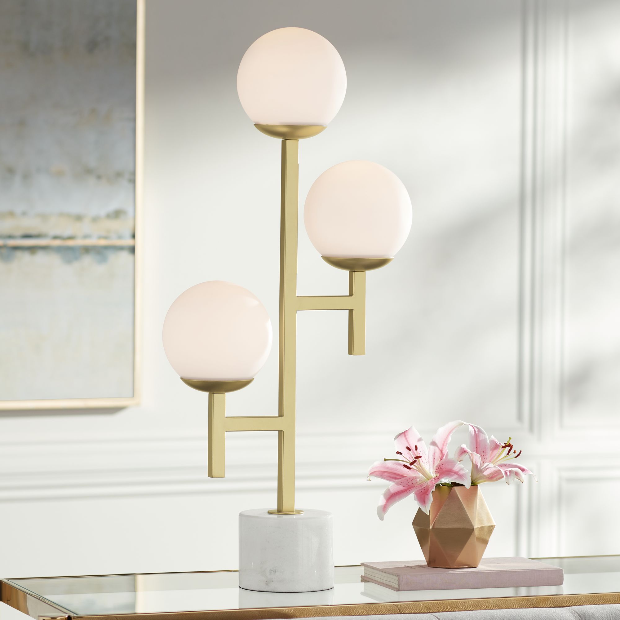 Gold globe on sale floor lamp