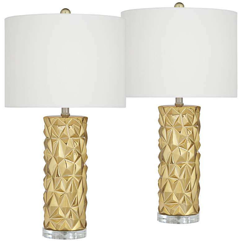 Image 3 360 Lighting Rashid 26 1/2" Gold Ceramic Modern Table Lamps Set of 2