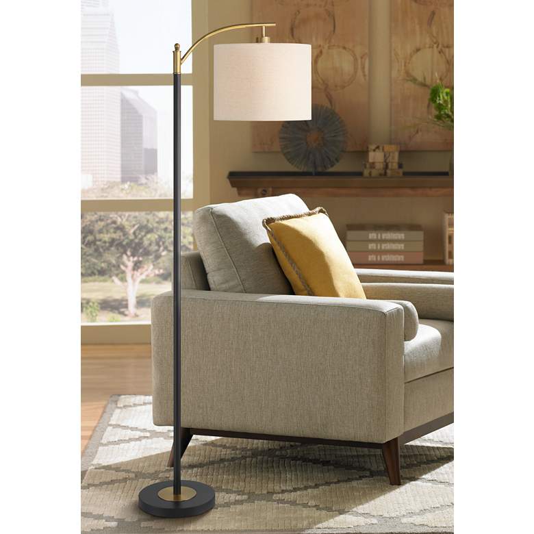 Image 1 360 Lighting Rayna 61 1/2" High Black and Gold Downbridge Floor Lamp
